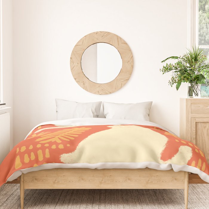 Abstraction minimal cat 27red happy go lucky Duvet Cover Gallery Image 3