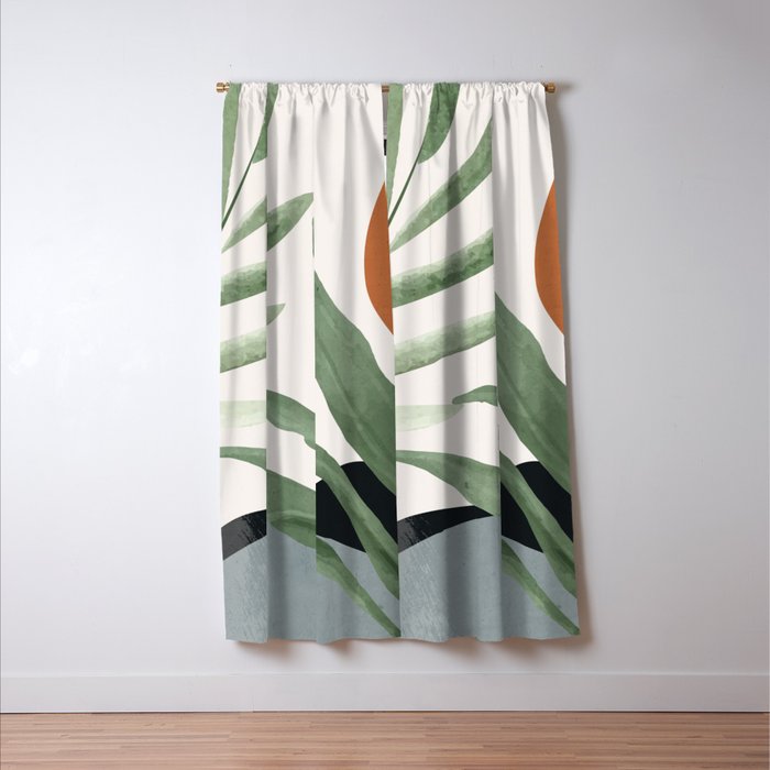 Abstract Art Tropical Leaves 10 Window Curtain Gallery Image 3
