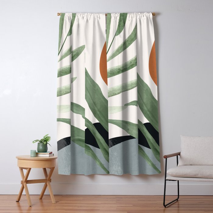 Abstract Art Tropical Leaves 10 Window Curtain Gallery Image 5