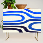 Electric Blues Fun Colorful Mid Century Modern Abstract Painting Shapes Pattern Credenza Gallery Image 1