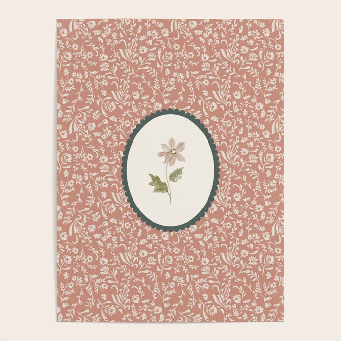 Boho Ditsy Floral on Terracotta Poster Gallery Image 4