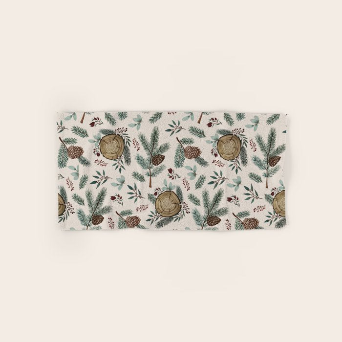 Winter Branches, Berries & Pine Cones Bath Towel Gallery Image 1