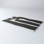 Mid Century Modern Minimalist Abstract Art Brush Strokes Black & White Ink Art Ancient Stripes Rug Gallery Image 3