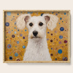 Gustav Klimt Style White Dog with Geometric Background  Serving Tray Gallery Image 1