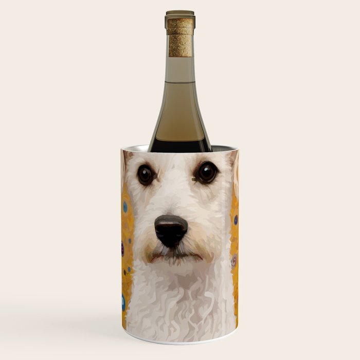 Gustav Klimt Style White Dog with Geometric Background  Wine Chiller Gallery Image 1