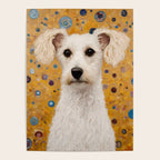 Gustav Klimt Style White Dog with Geometric Background  Poster Gallery Image 4