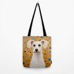 Gustav Klimt Style White Dog with Geometric Background  Tote Bag Gallery Image 2
