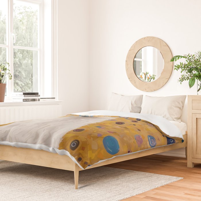 Gustav Klimt Style White Dog with Geometric Background  Duvet Cover Gallery Image 2