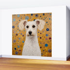 Gustav Klimt Style White Dog with Geometric Background  Wall Mural Gallery Image 2