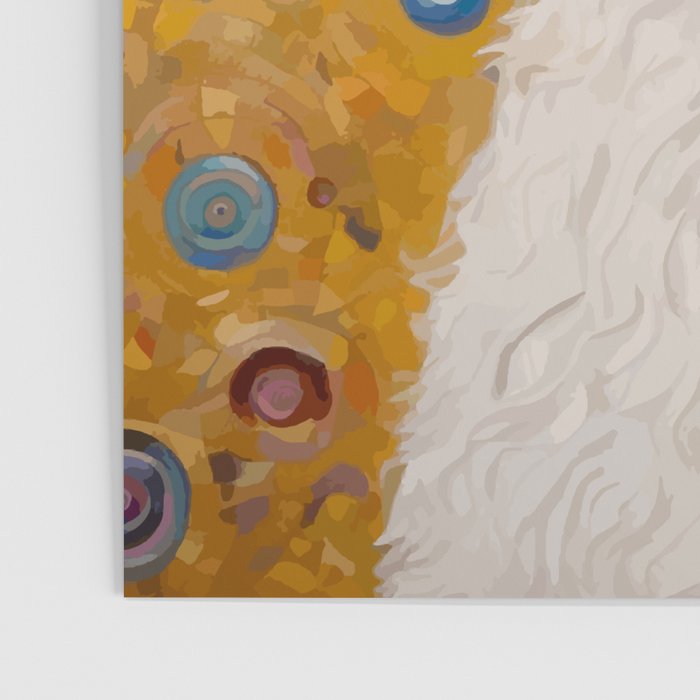 Gustav Klimt Style White Dog with Geometric Background  Poster Gallery Image 3