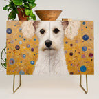 Gustav Klimt Style White Dog with Geometric Background  Credenza Gallery Image 1
