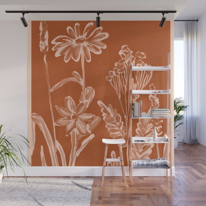 Minimalist wildflowers 2 Wall Mural Gallery Image 1