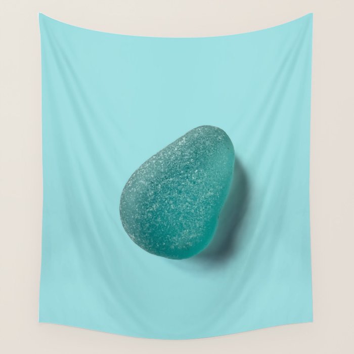 Sea glass on blue Wall Tapestry Gallery Image 1