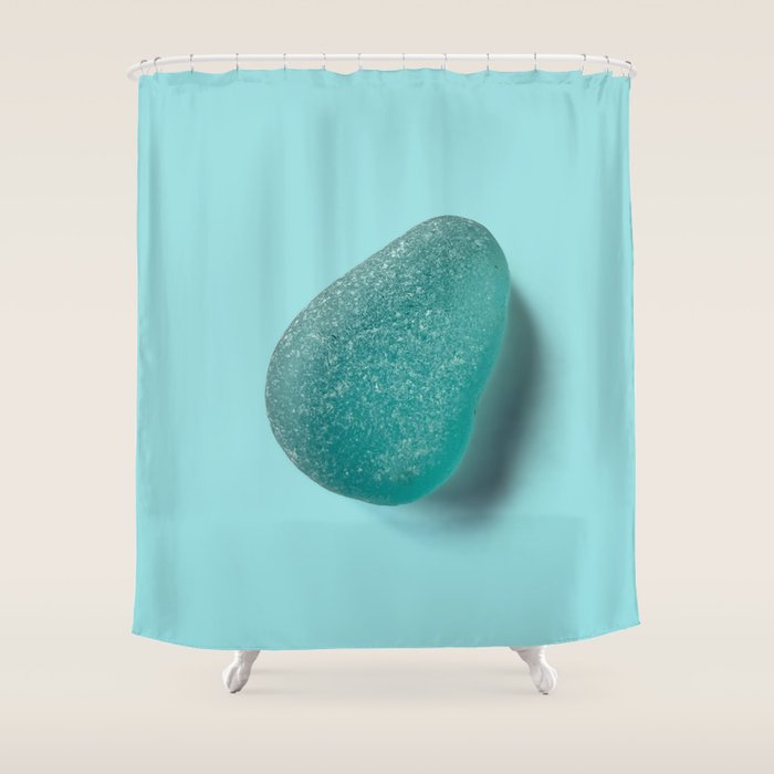 Sea glass on blue Shower Curtain Gallery Image 1