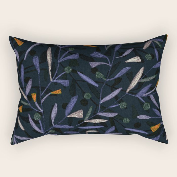 Midnight Floral Pattern #2 / Purple & Orange Rectangular Pillow Gallery Image 1