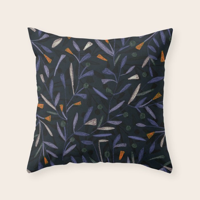 Midnight Floral Pattern #2 / Purple & Orange Throw Pillow Gallery Image 6