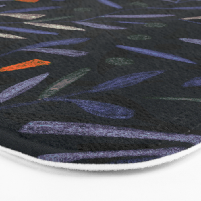 Midnight Floral Pattern #2 / Purple & Orange Bath Mat Gallery Image 3
