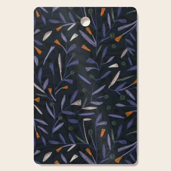 Midnight Floral Pattern #2 / Purple & Orange Cutting Board Gallery Image 1