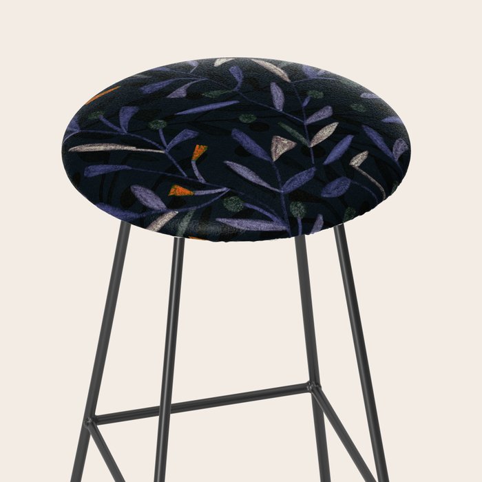 Midnight Floral Pattern #2 / Purple & Orange Stool Gallery Image 2