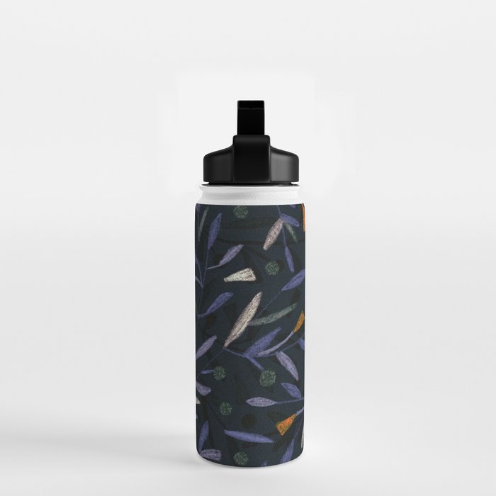Midnight Floral Pattern #2 / Purple & Orange Water Bottle Gallery Image 2