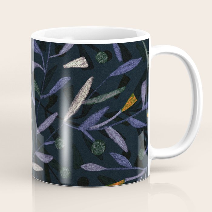 Midnight Floral Pattern #2 / Purple & Orange Coffee Mug Gallery Image 1