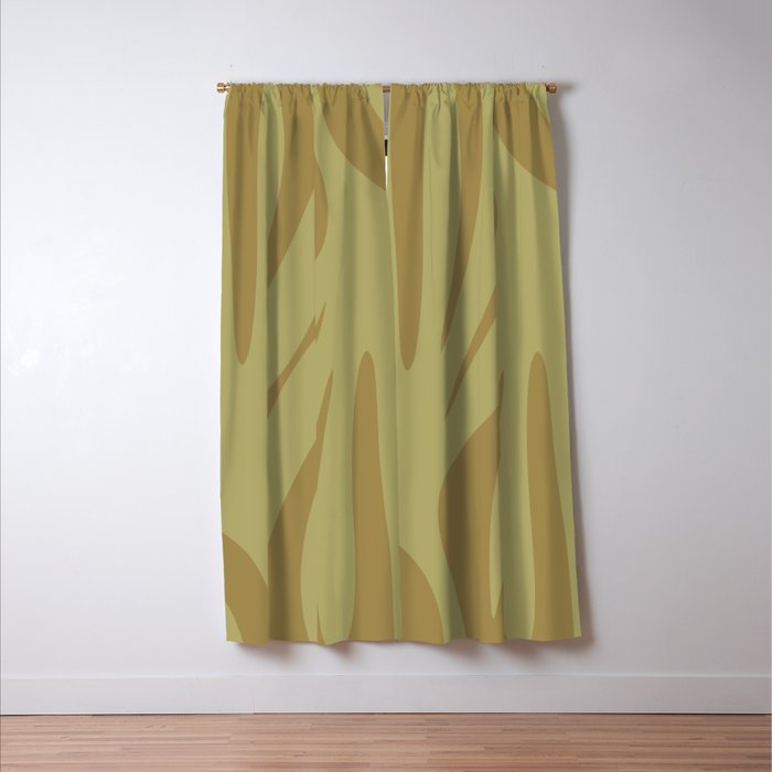 Abstract Maldives Leaves Minimalist Pattern in Olive Window Curtain Gallery Image 3