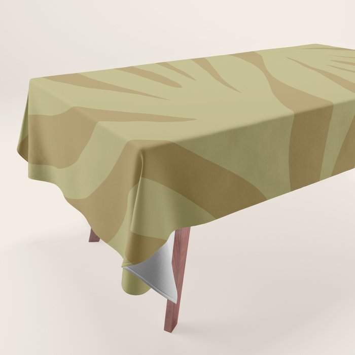 Abstract Maldives Leaves Minimalist Pattern in Olive Tablecloth Gallery Image 1