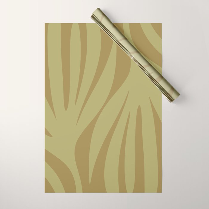 Abstract Maldives Leaves Minimalist Pattern in Olive Wrapping Paper Gallery Image 1