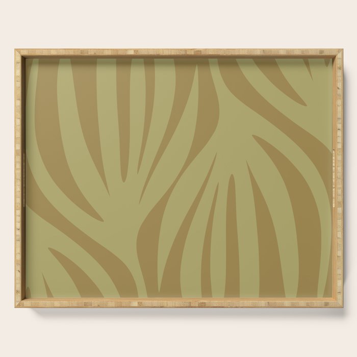 Abstract Maldives Leaves Minimalist Pattern in Olive Serving Tray Gallery Image 1
