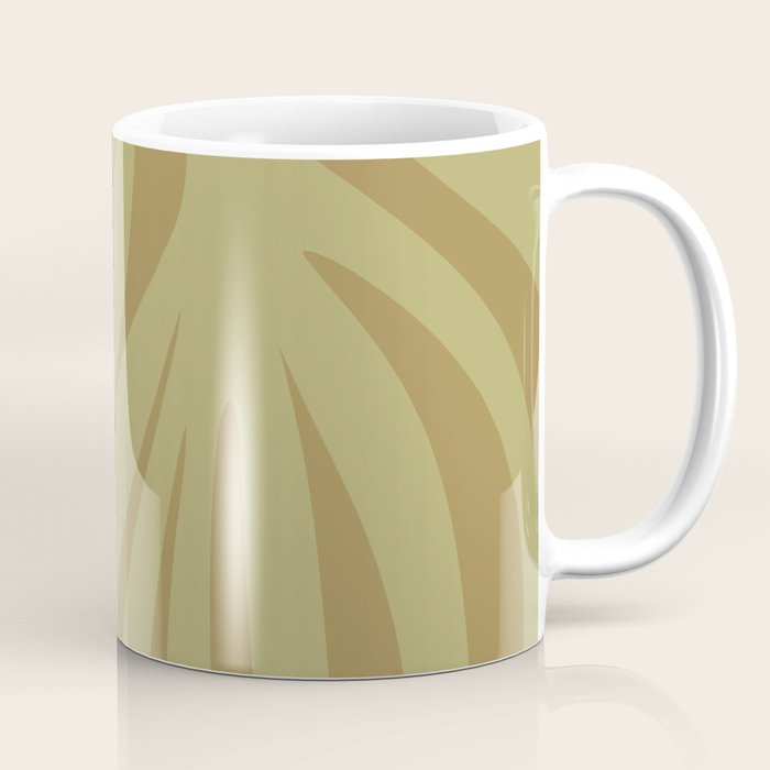 Abstract Maldives Leaves Minimalist Pattern in Olive Coffee Mug Gallery Image 1