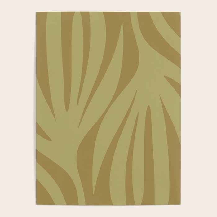 Abstract Maldives Leaves Minimalist Pattern in Olive Poster Gallery Image 1