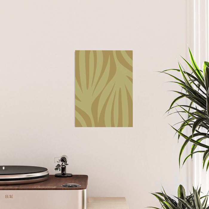 Abstract Maldives Leaves Minimalist Pattern in Olive Poster Gallery Image 2