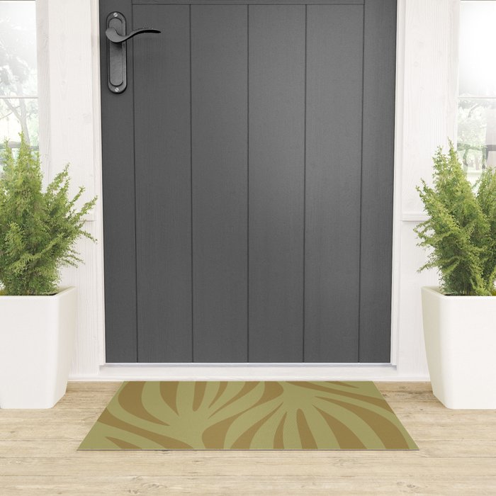 Abstract Maldives Leaves Minimalist Pattern in Olive Welcome Mat Gallery Image 3