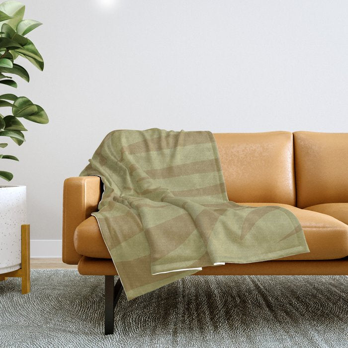 Abstract Maldives Leaves Minimalist Pattern in Olive Throw Blanket Gallery Image 1