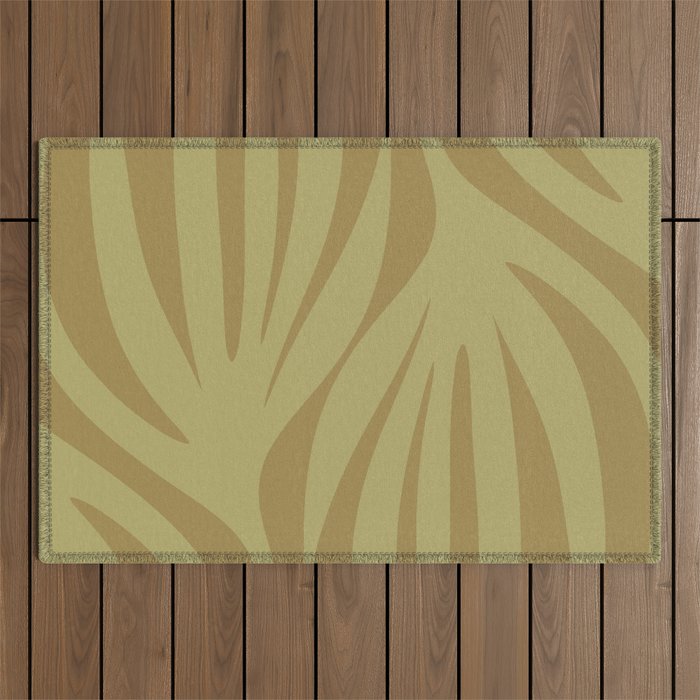 Abstract Maldives Leaves Minimalist Pattern in Olive Outdoor Rug Gallery Image 1