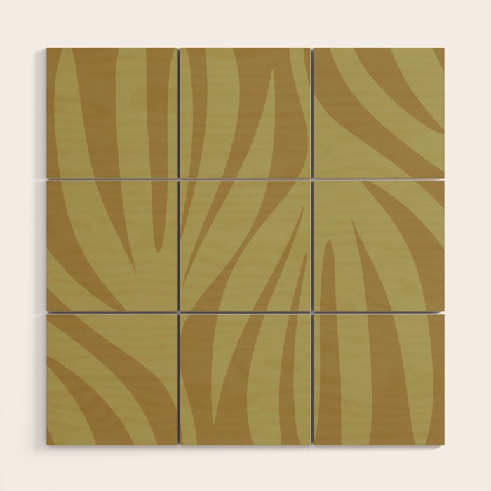 Abstract Maldives Leaves Minimalist Pattern in Olive Wood Wall Art Gallery Image 1