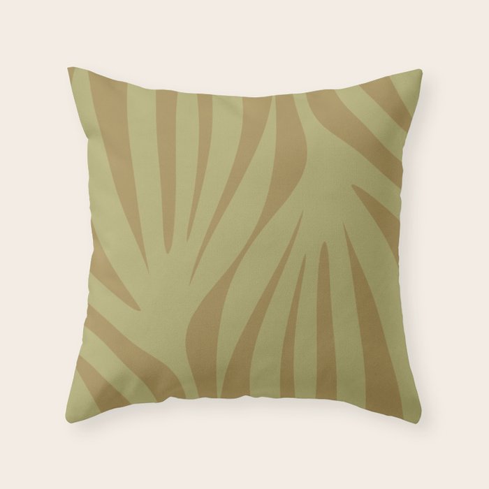 Abstract Maldives Leaves Minimalist Pattern in Olive Throw Pillow Gallery Image 6