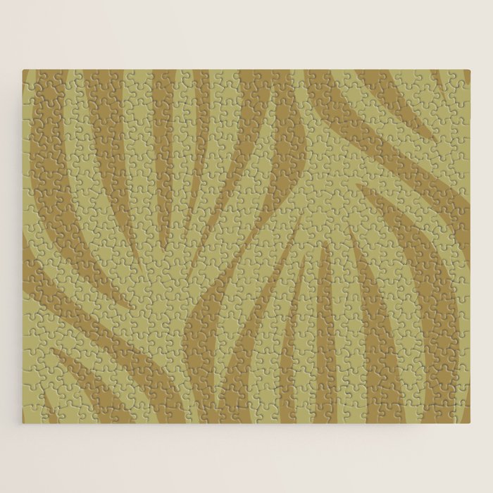 Abstract Maldives Leaves Minimalist Pattern in Olive Jigsaw Puzzle Gallery Image 1