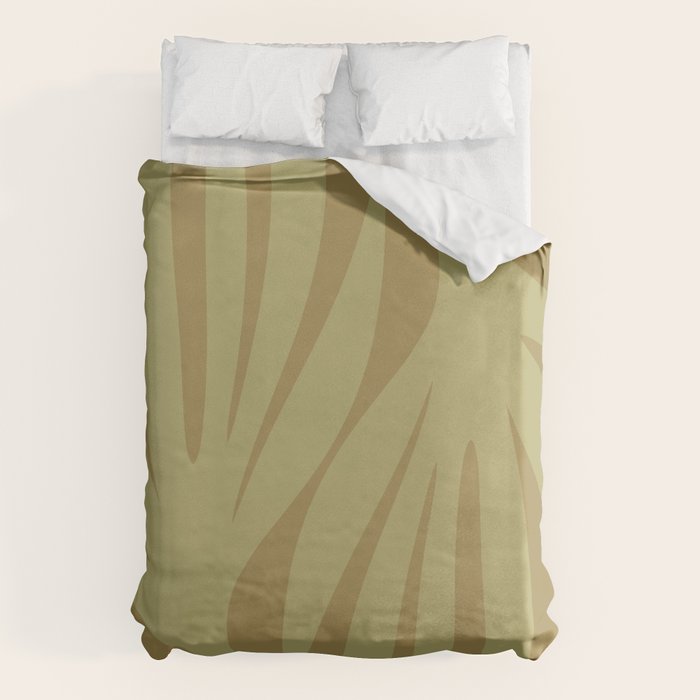 Abstract Maldives Leaves Minimalist Pattern in Olive Duvet Cover Gallery Image 6