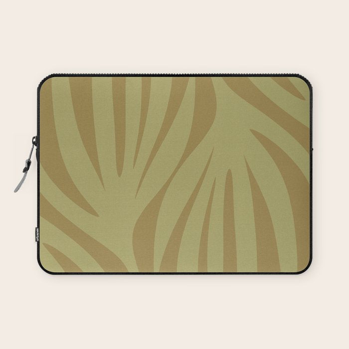 Abstract Maldives Leaves Minimalist Pattern in Olive Laptop Sleeve Gallery Image 1