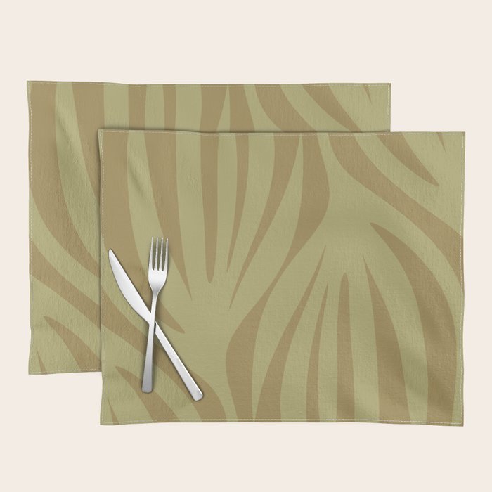 Abstract Maldives Leaves Minimalist Pattern in Olive Placemat Gallery Image 1