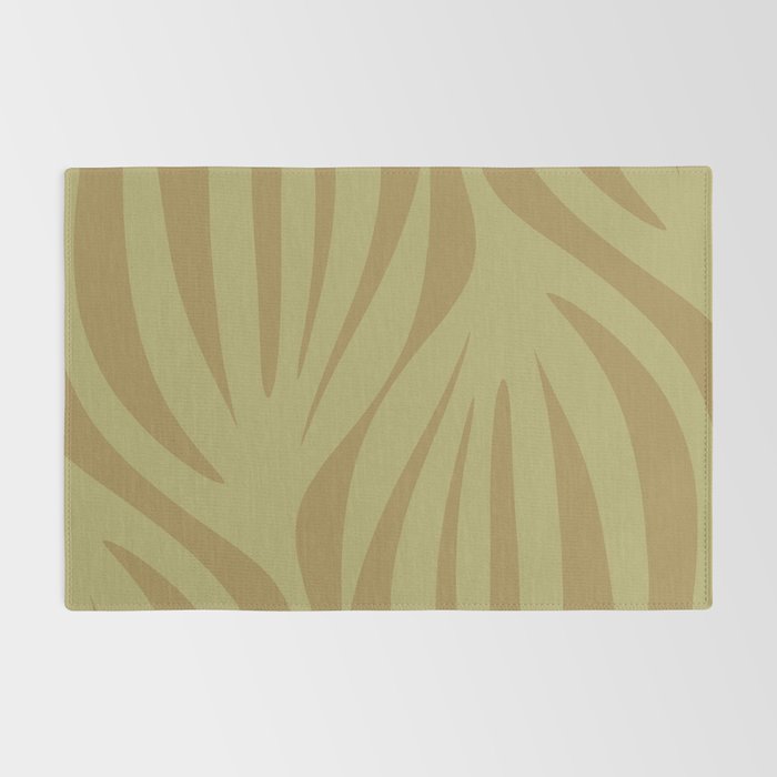 Abstract Maldives Leaves Minimalist Pattern in Olive Rug Gallery Image 2