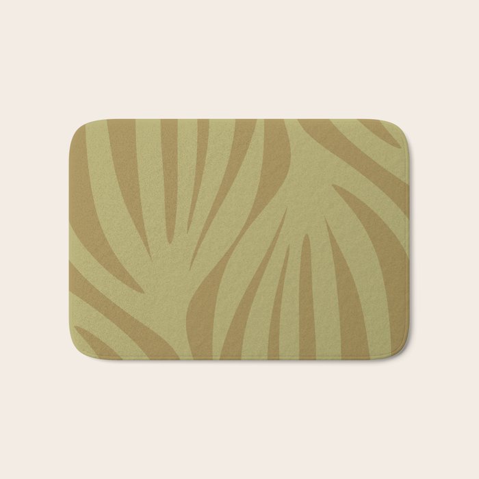 Abstract Maldives Leaves Minimalist Pattern in Olive Bath Mat Gallery Image 1