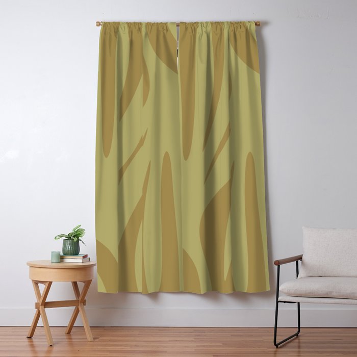 Abstract Maldives Leaves Minimalist Pattern in Olive Window Curtain Gallery Image 5