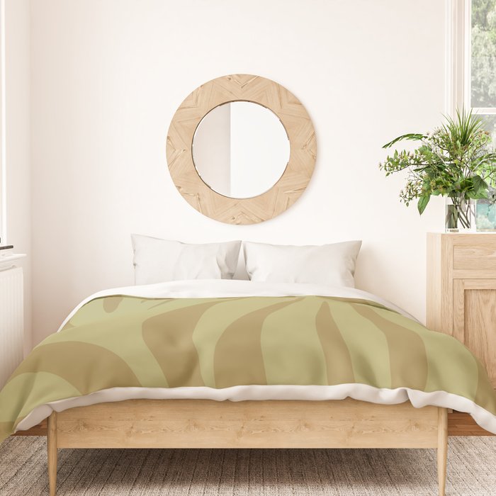 Abstract Maldives Leaves Minimalist Pattern in Olive Duvet Cover Gallery Image 3