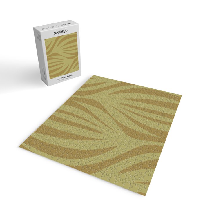 Abstract Maldives Leaves Minimalist Pattern in Olive Jigsaw Puzzle Gallery Image 2