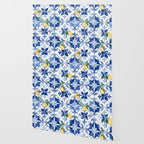 Blue tiles,mosaic,Mediterranean tiles,majolica art ,lemon ,citrus, Wallpaper Gallery Image 2