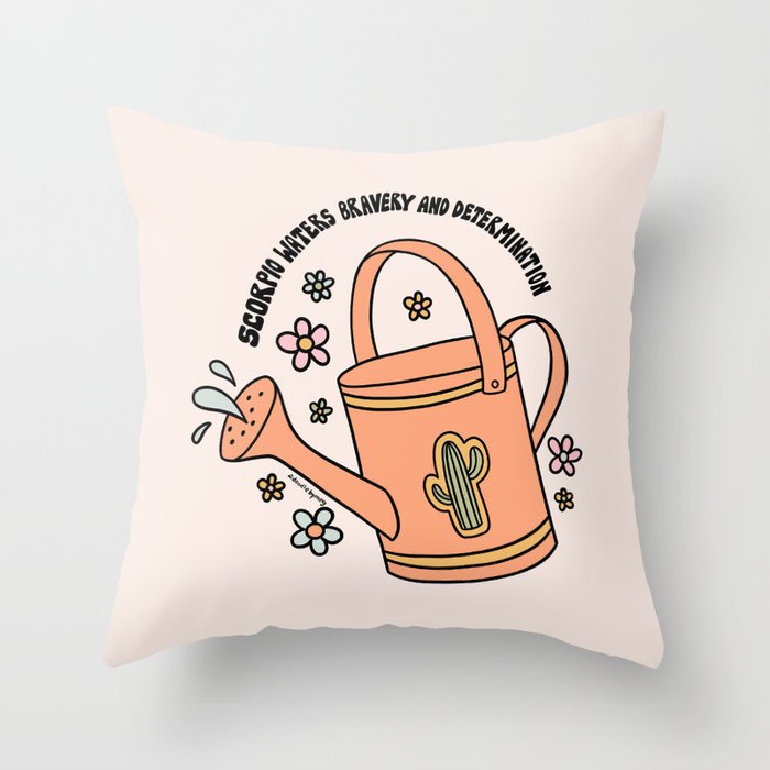 Scorpio Watering Can Throw Pillow Gallery Image 1