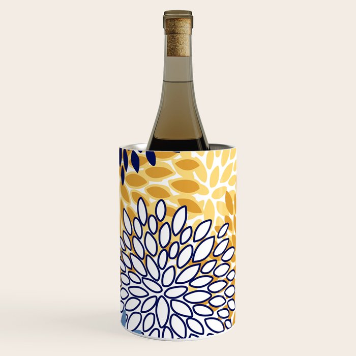 Floral Blooms, Yellow and Blue Flowers Wine Chiller Gallery Image 2