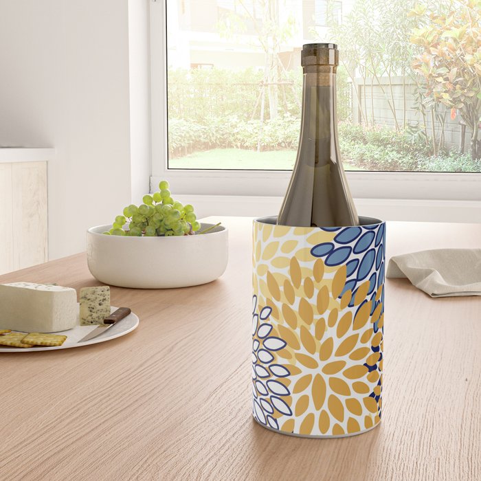Floral Blooms, Yellow and Blue Flowers Wine Chiller Gallery Image 4